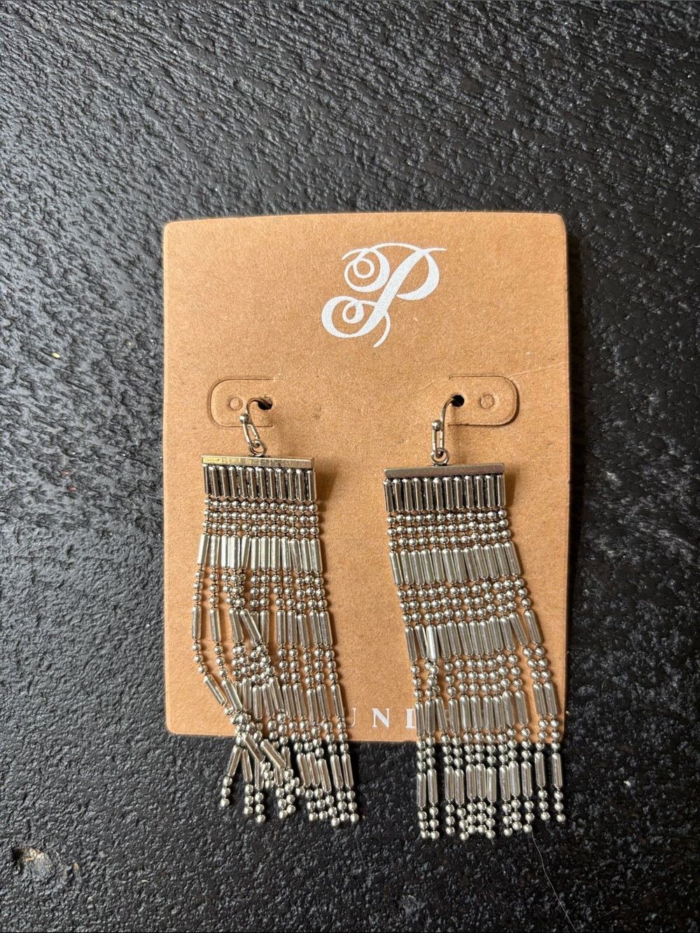 Plunder Silver Fringe Beaded Drop Earrings